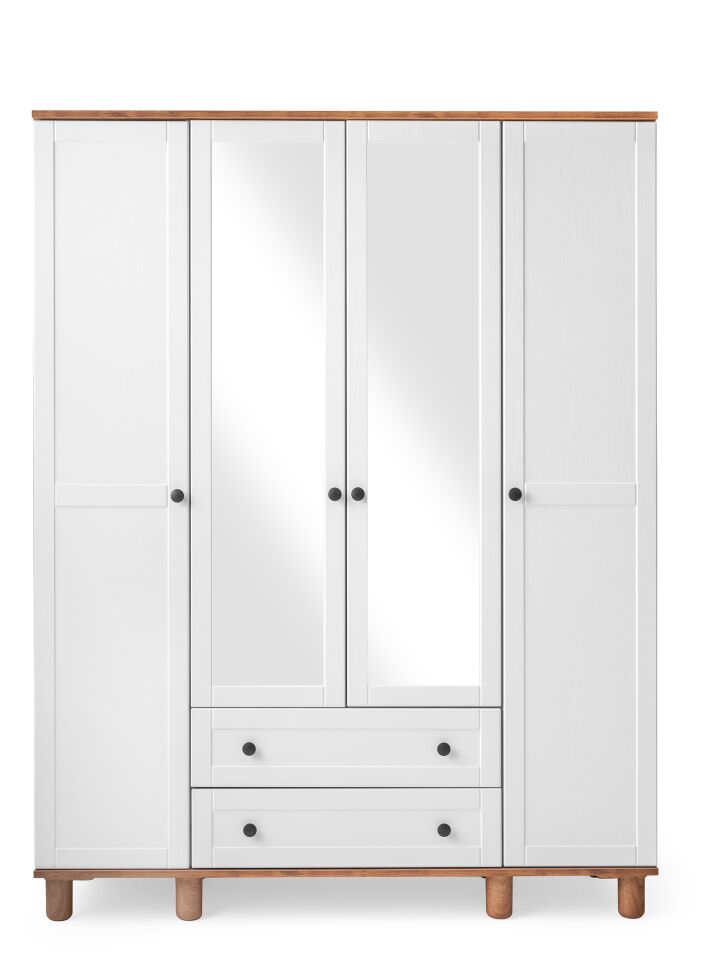 Hera Ceviz-Beyaz 4 Kapılı Dolap