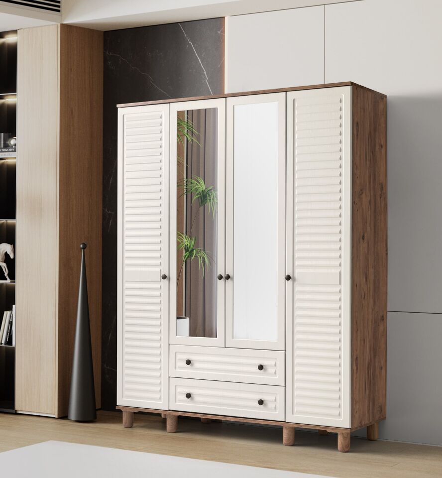 Luna Ceviz-Aytaşı 4 Kapılı Dolap