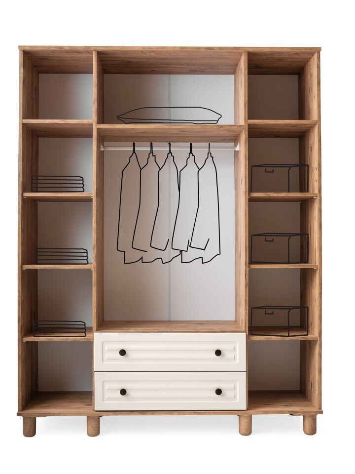 Luna Ceviz-Aytaşı 4 Kapılı Dolap