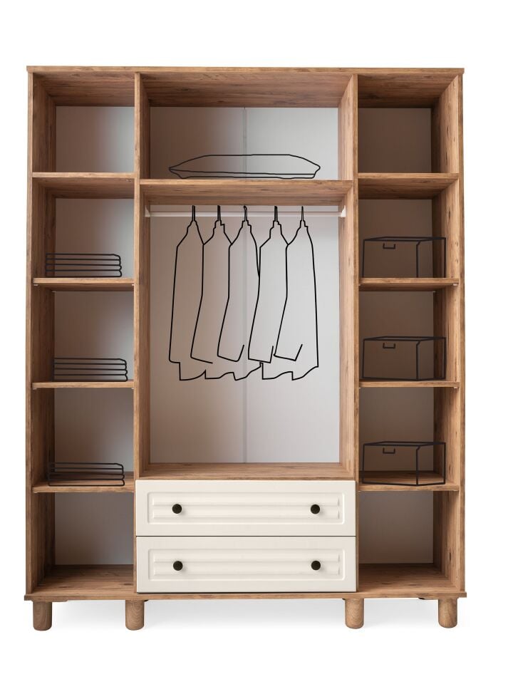 Luna Ceviz-Aytaşı 4 Kapılı Dolap