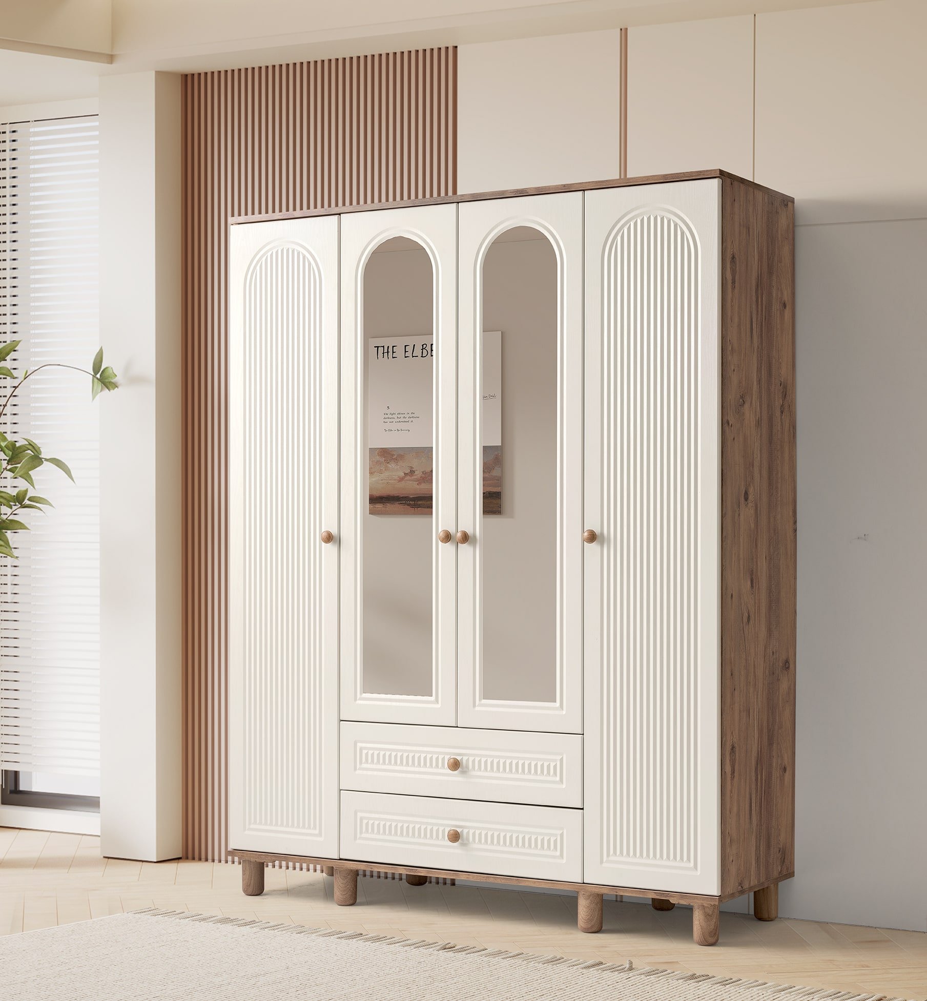 Masal Ceviz-Aytaşı 4 Kapılı Dolap