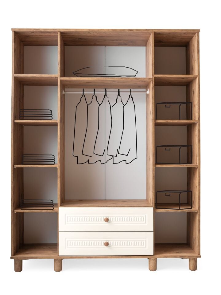 Masal Ceviz-Aytaşı 4 Kapılı Dolap